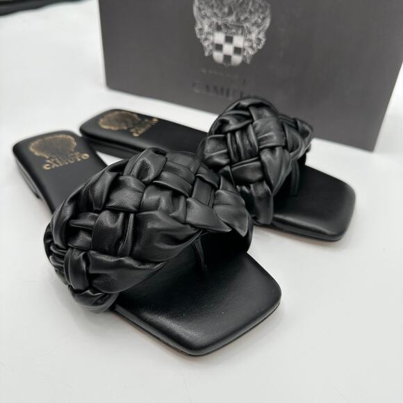 VINCE CAMUTO New in Box Antonni Black Leather Slide Sandal //  6.5 - Picture 7 of 14